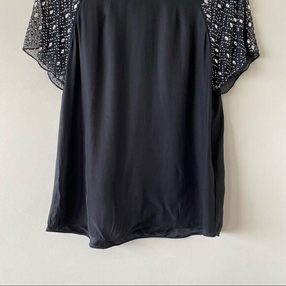 REBBECA Taylor -Silk Rhinestone Sleeve/Neckline Detail Dressy Blouse - Picture 7 of 11
